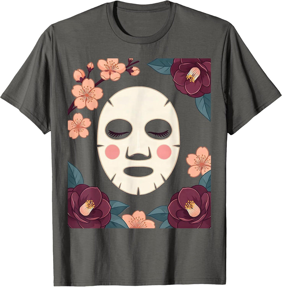 Men's K-Beauty Sheet Mask Skincare Illustration T-Shirt - Asphalt Grey