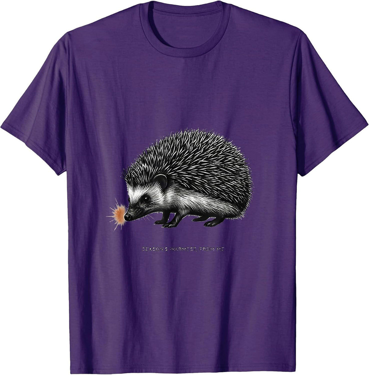 Men's Season's Warmest From Me Cute Hedgehog Animal Lover Gift T-Shirt - Purple