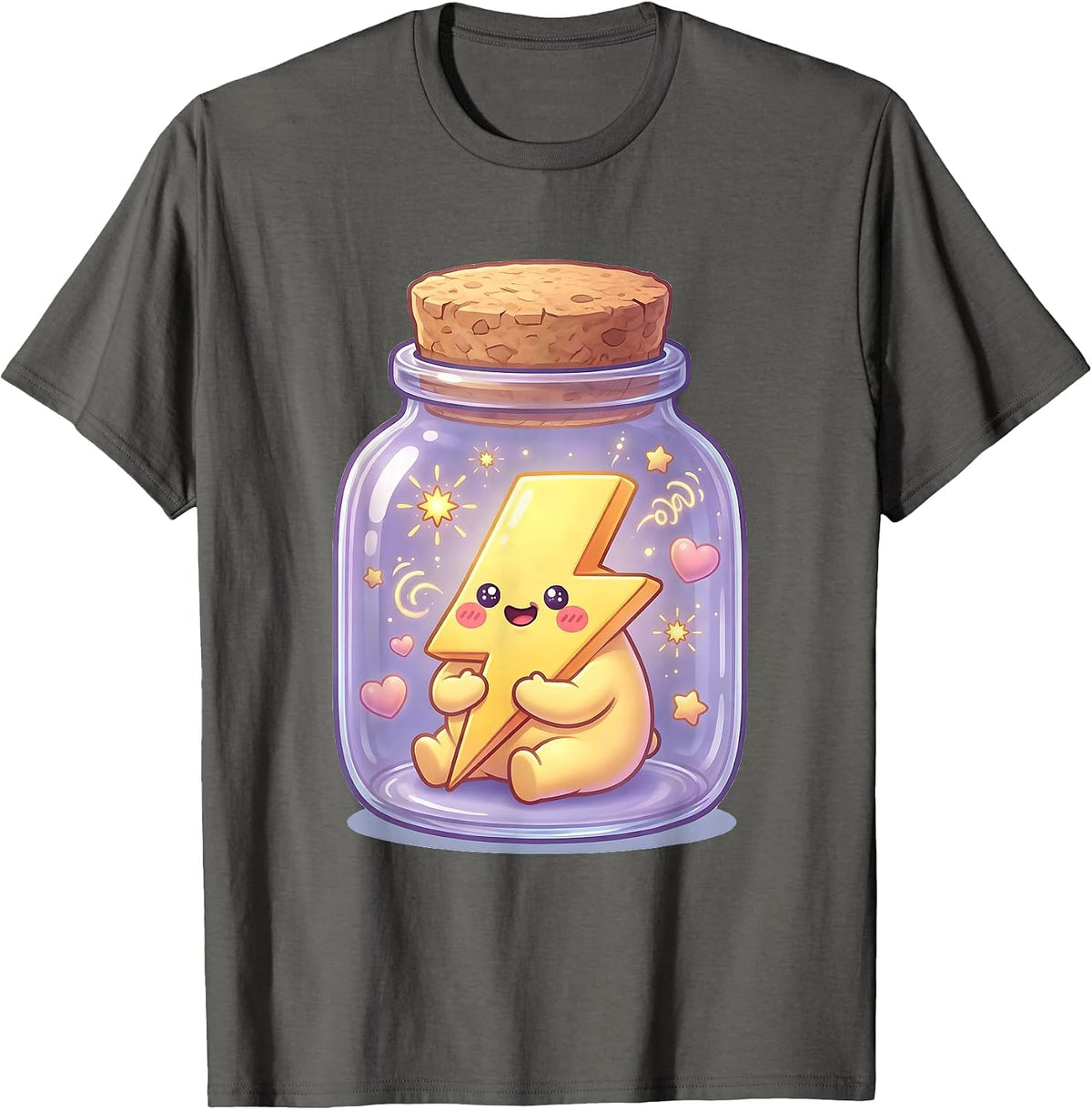 Neurodiversity Lightning Bolt in a Jar Illustration T-Shirt - Asphalt Grey