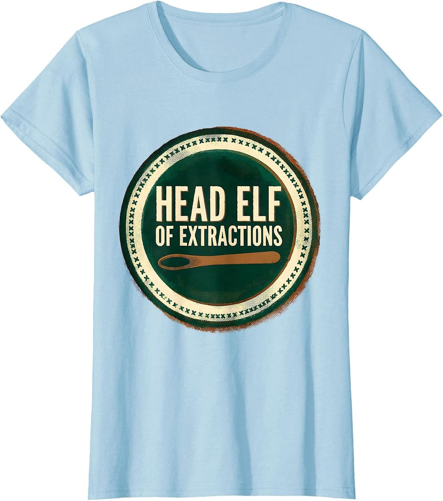 Women's Head Elf Of Extractions Funny Esthetician Dermatology T-Shirt - Baby Blue