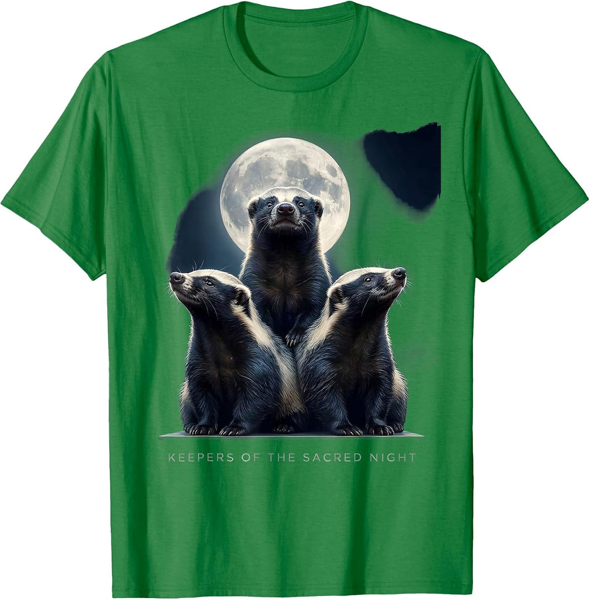 Men's Keepers of the Sacred Night Honey Badger Howling Parody Meme T-Shirt - Kelly Green