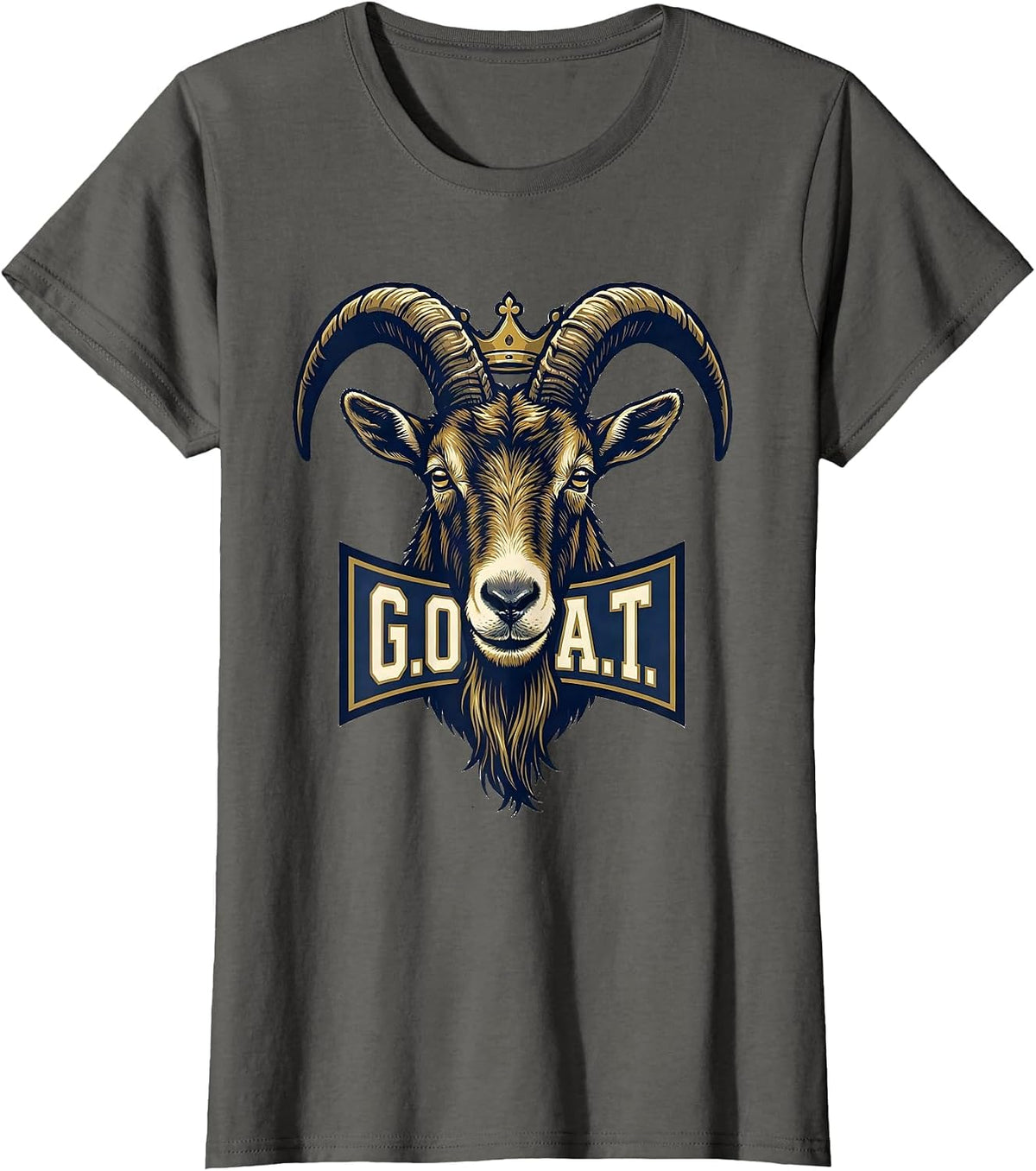 Women's G.O.A.T. Cool Goat with Sunglasses Sports Humor Novelty T-Shirt - Asphalt Grey