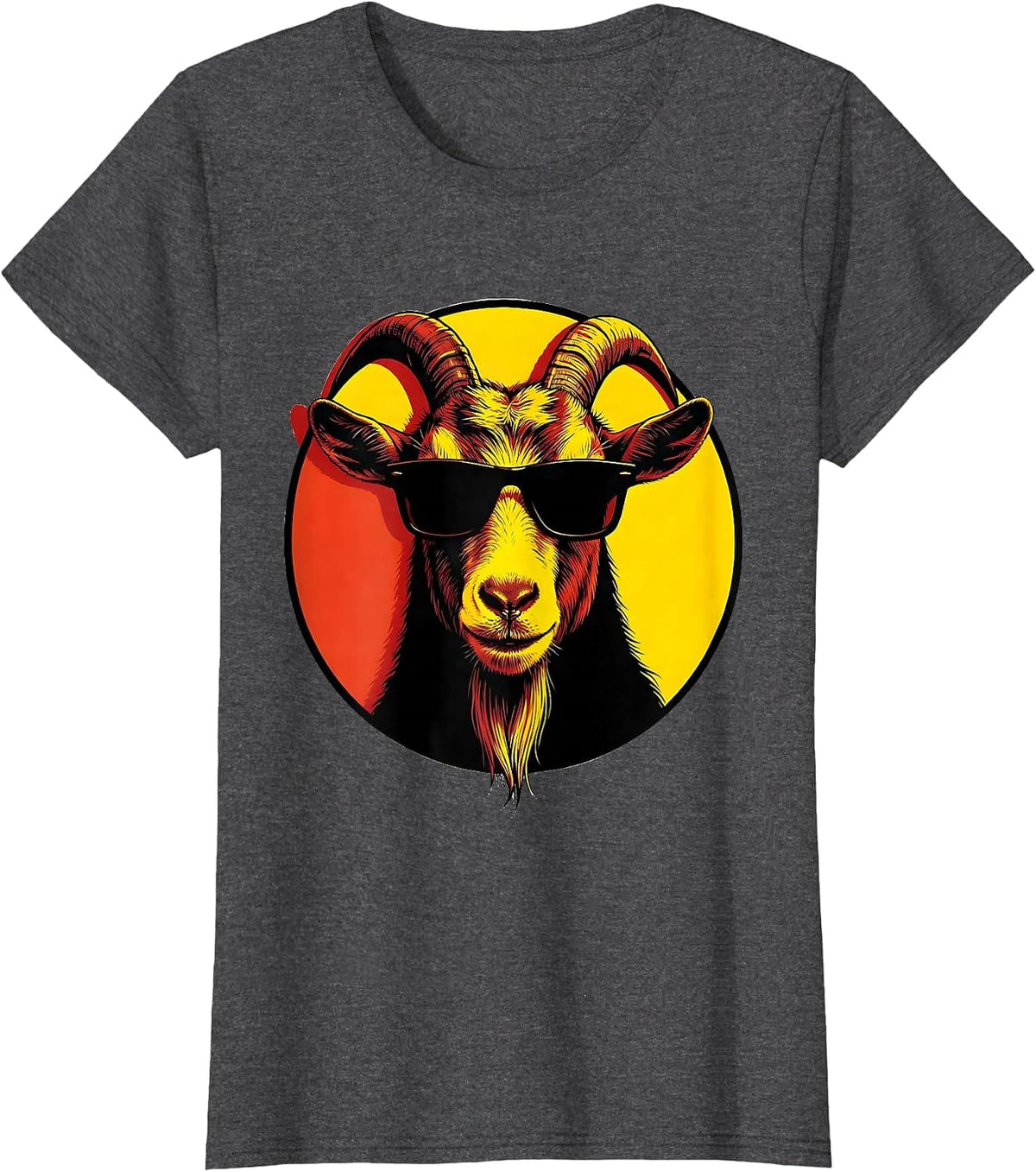 Women's Goat Sunglasses Pop Art Animal Humor Novelty T-Shirt - Dark Heather Grey
