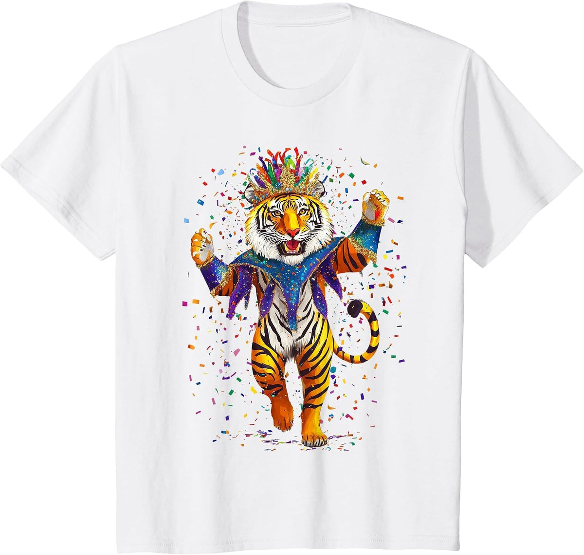 Mardi Gras Tiger T-Shirt - White