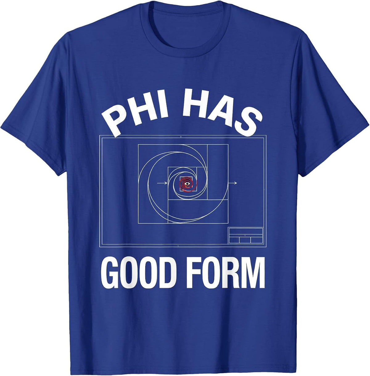 Men's Phi Has Good Form Technical Blueprint Math Sacred Geometry T-Shirt - Royal Blue