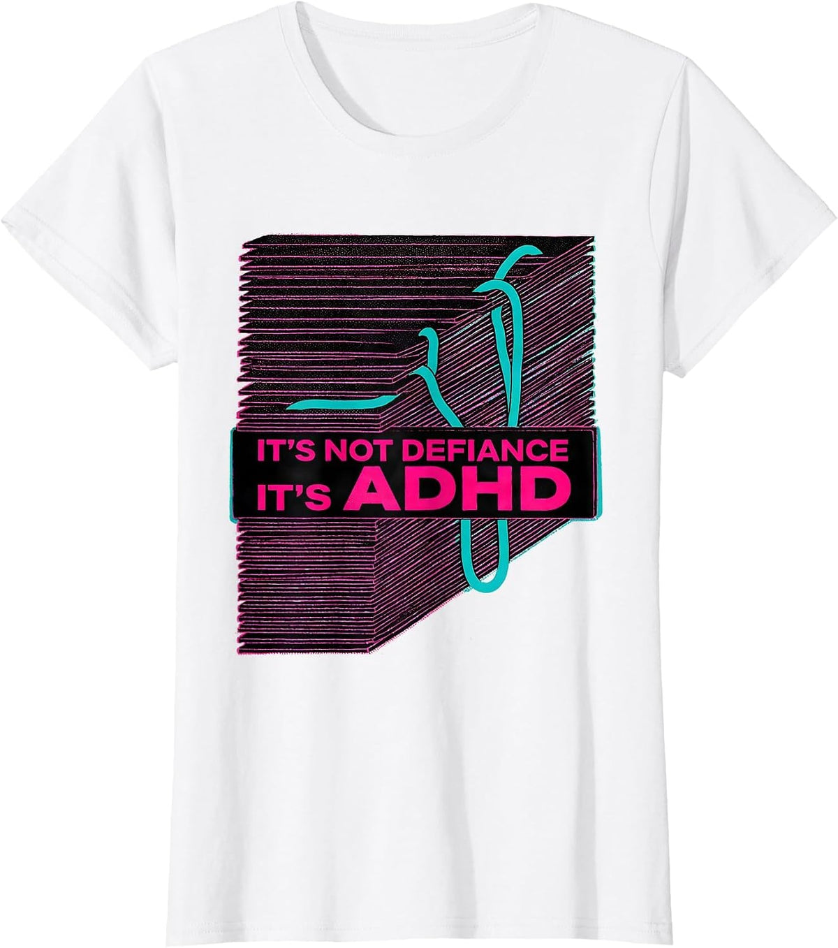 It's Not Defiance It's ADHD Risograph Neurodiversity T-Shirt - White