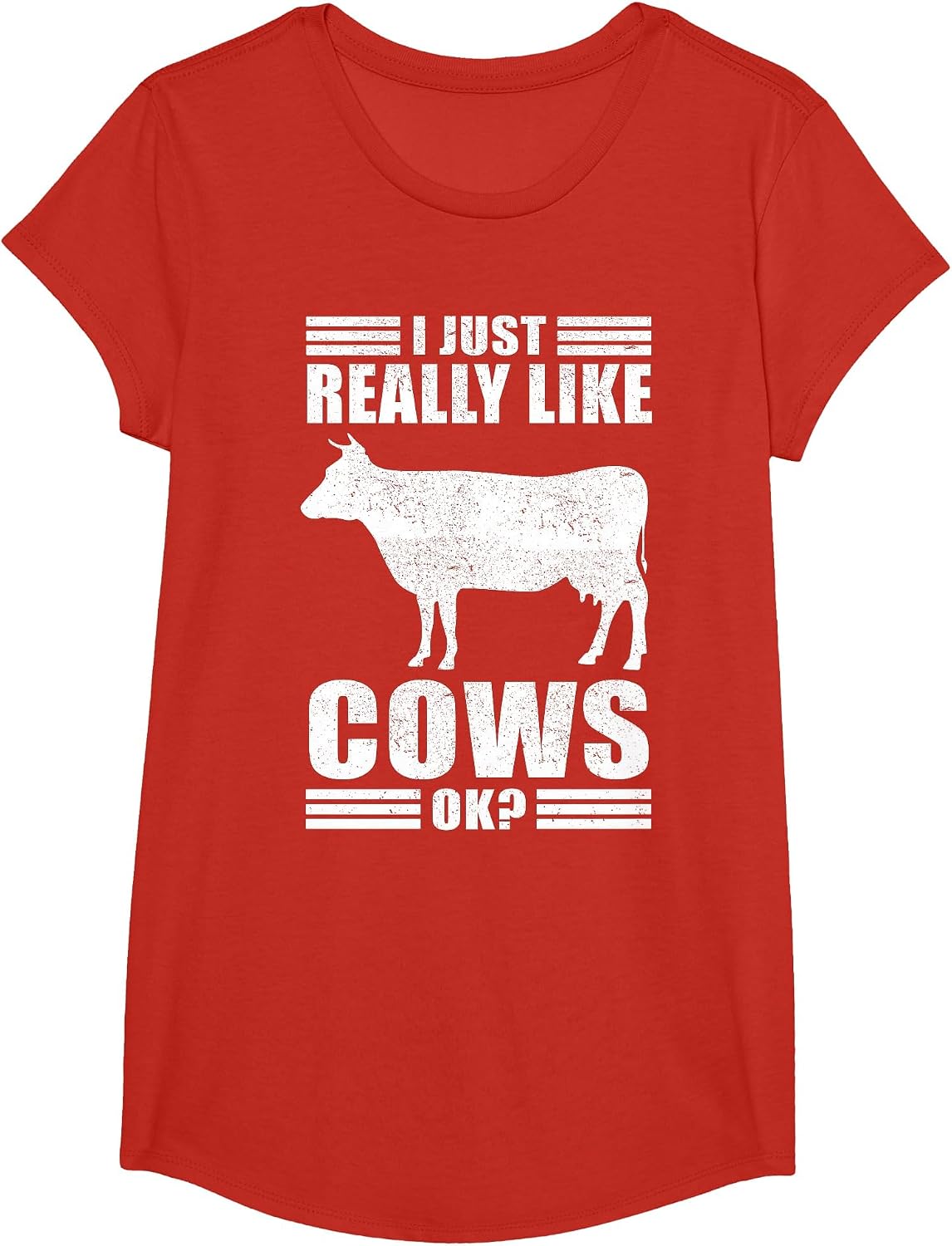 Funny Cow Design for Men Women Boys Girls Farmer Cow Lover T-Shirt - Girls Red