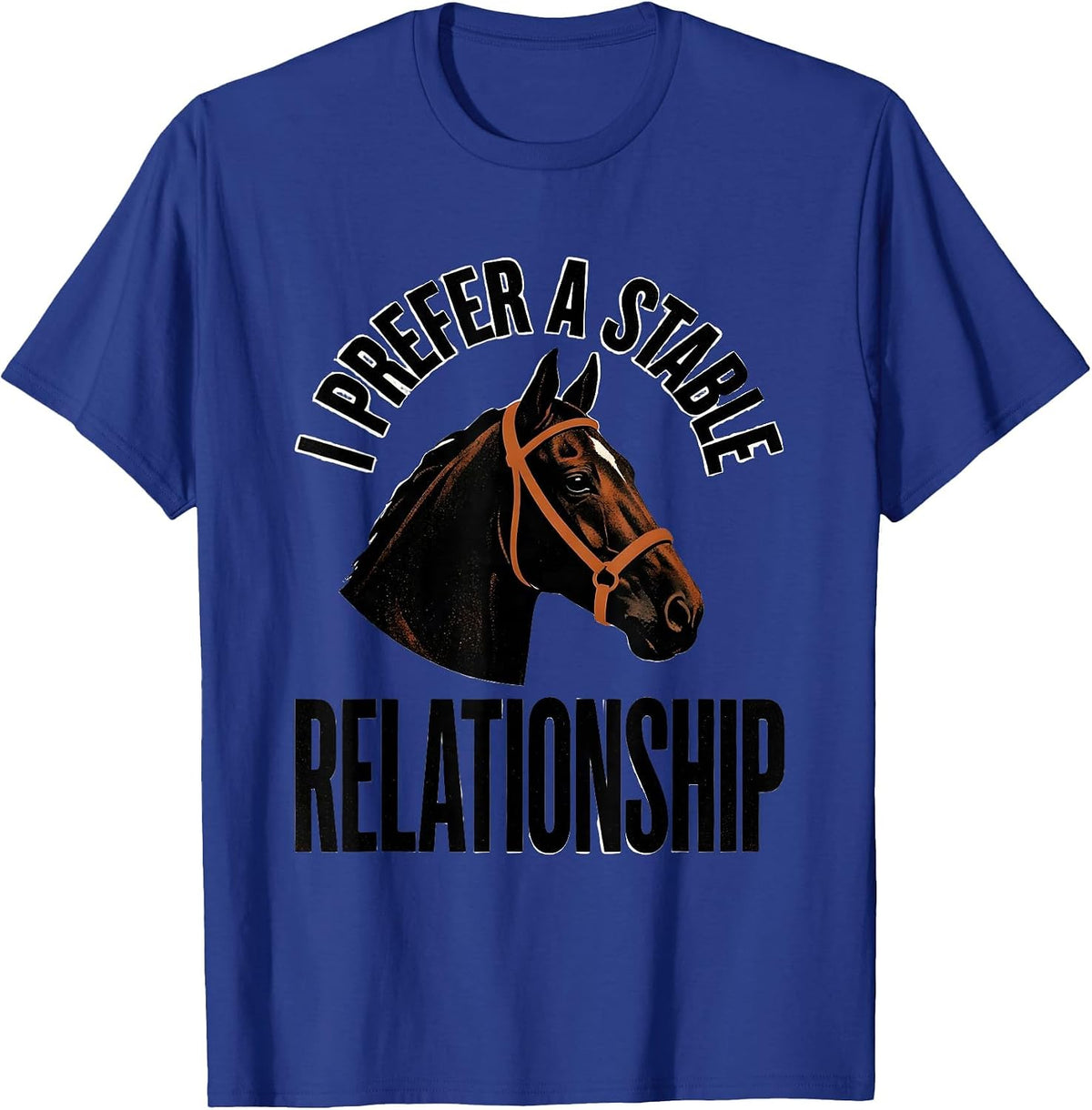 I Prefer A Stable Relationship Funny Horse Lover Equestrian T-Shirt - Royal Blue
