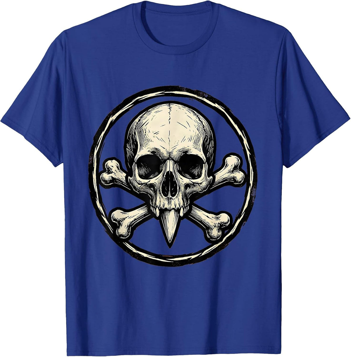 Chicken Skull Crossed Drumsticks Dark Art Design T-Shirt - Royal Blue