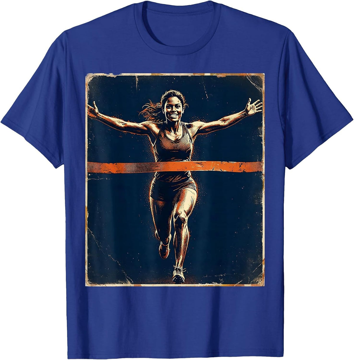 HBCU Track Athlete Breaking Finish Line Graphic T-Shirt - Royal Blue