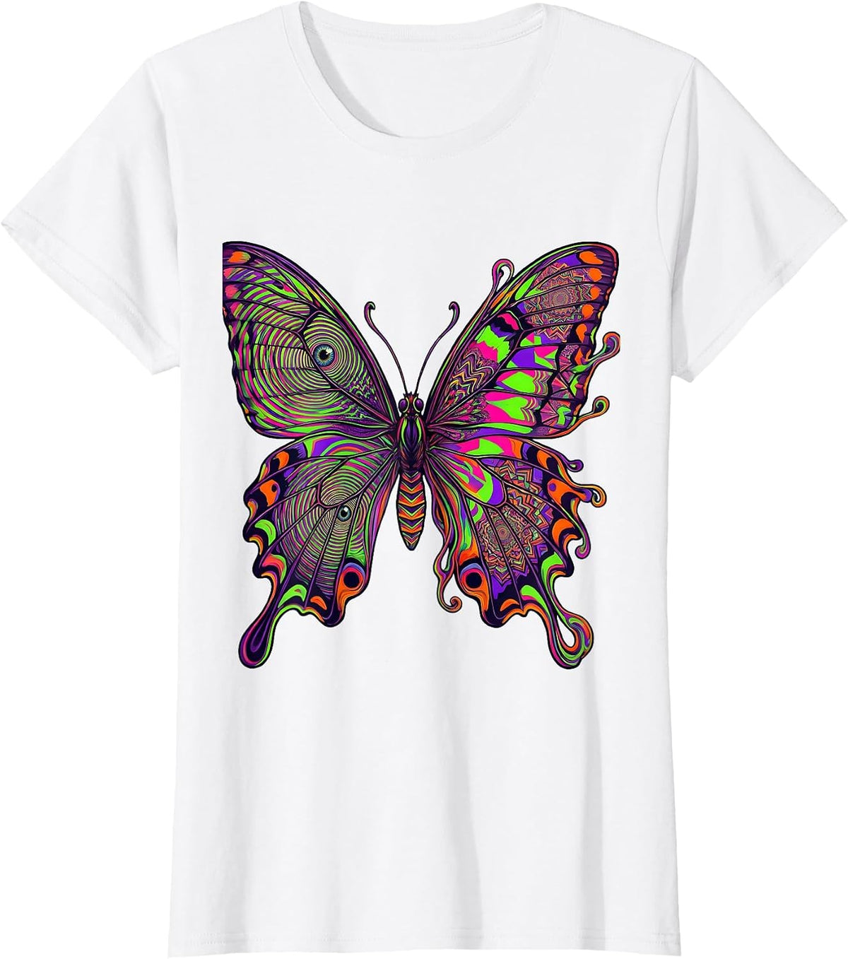 Neurodiversity Kaleidoscope Butterfly Illustration T-Shirt - White