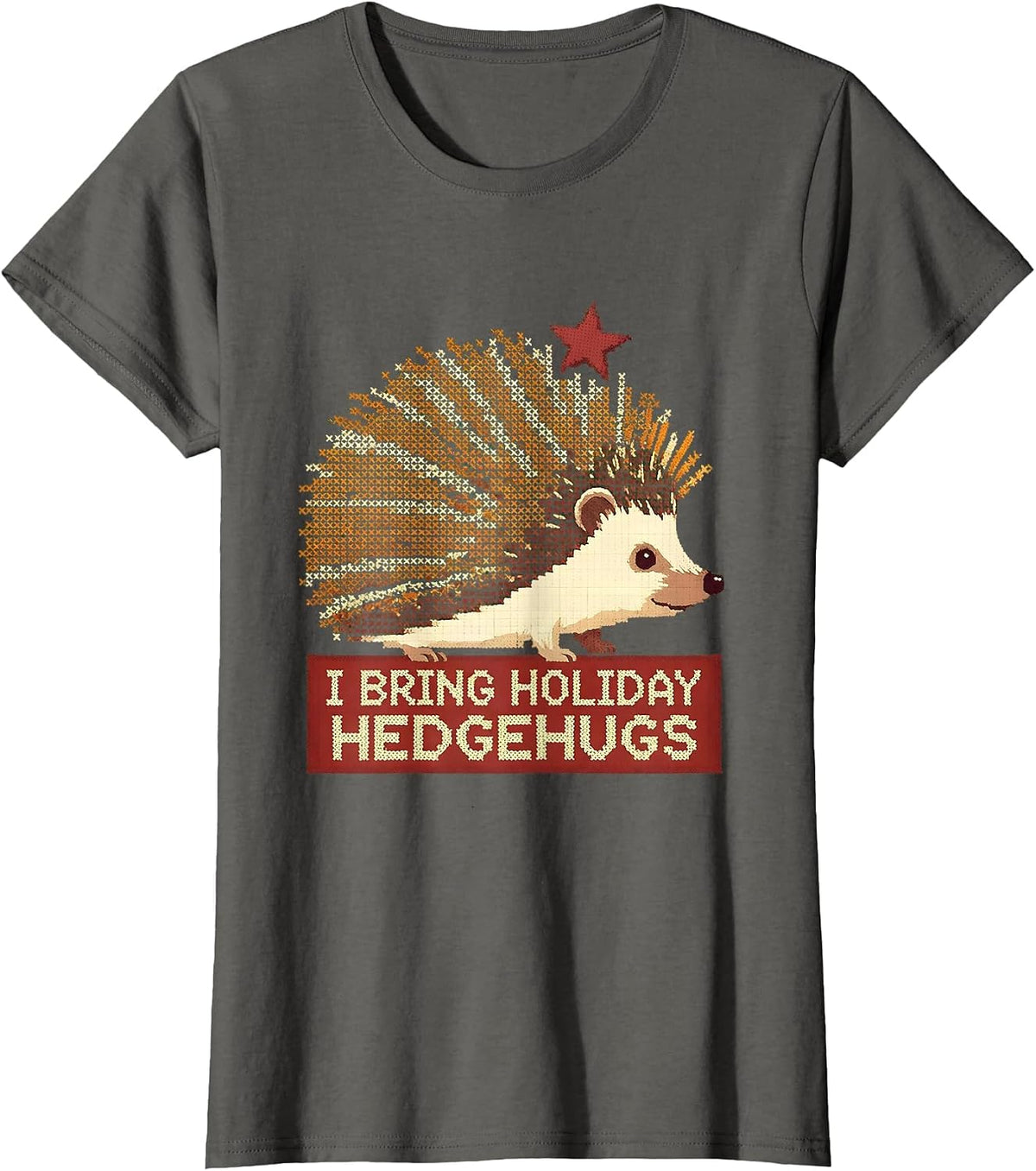 Women's I Bring Holiday Hedgehugs Cute Hedgehog Animal Lover T-Shirt - Asphalt Grey