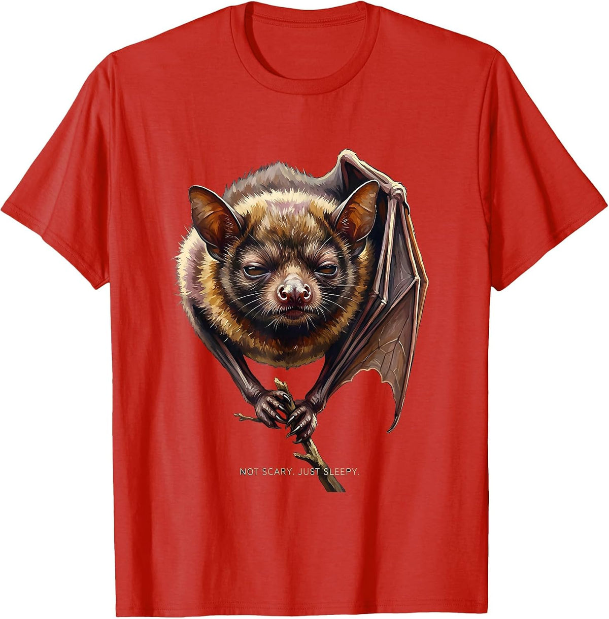 Men's Not Scary Just Sleepy Vintage Bat Lover Halloween Nature T-Shirt - Red
