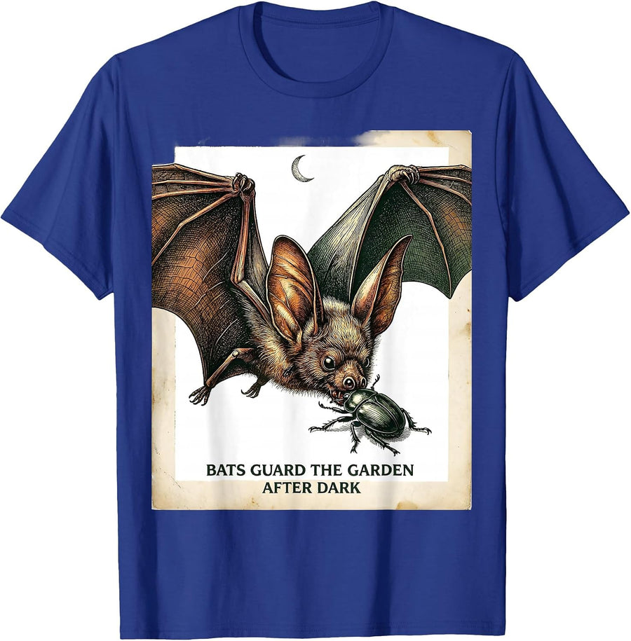 Bats Guard The Garden After Dark Vintage Bat Lover Halloween T-Shirt - Royal Blue