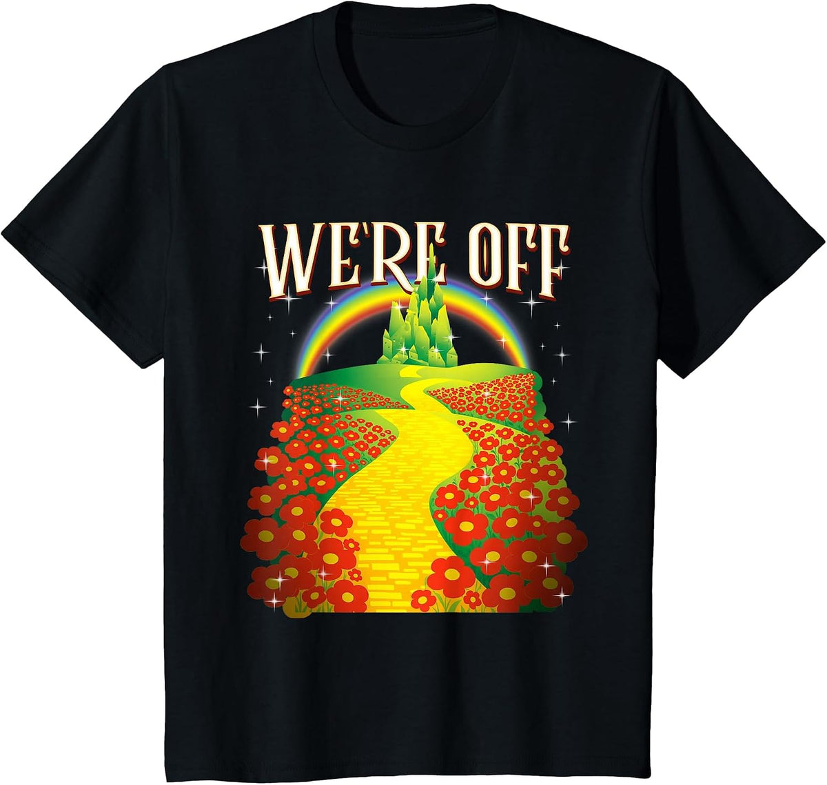 Funny We're Off Yellow Path Brick Wizard Literature School T-Shirt - Black