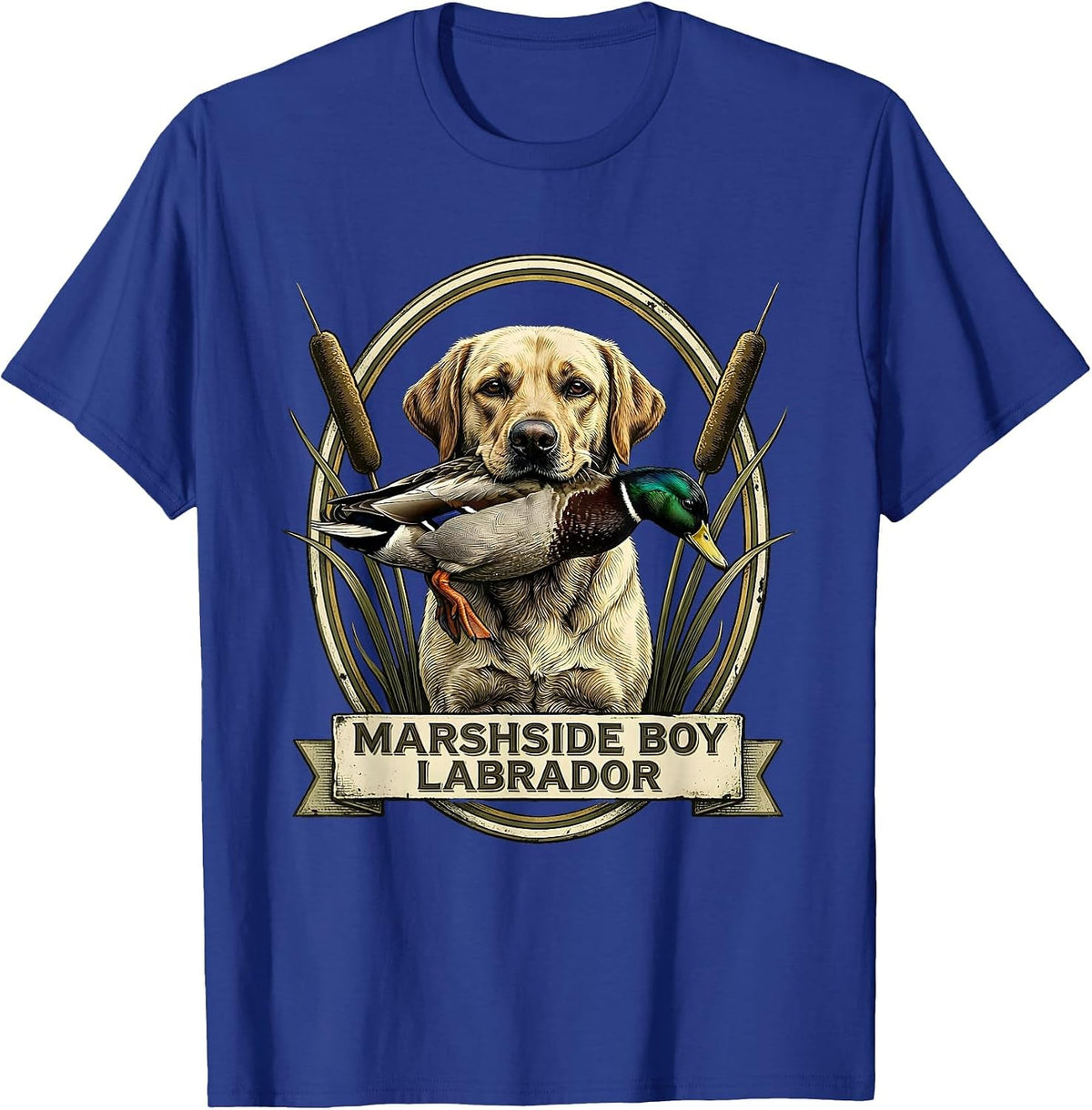 Men's Marshside Boy Labrador Vintage Hunting Dog Duck Pride T-Shirt - Royal Blue