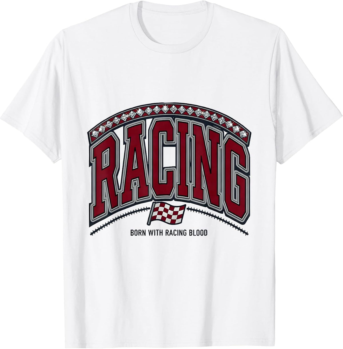 Men's Born With Racing Blood Motorsport Design T-Shirt - White