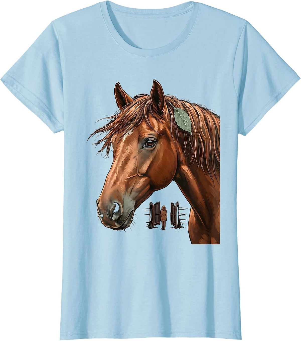 Horse Lover Girl Boho Equestrian Humor T-Shirt - Baby Blue