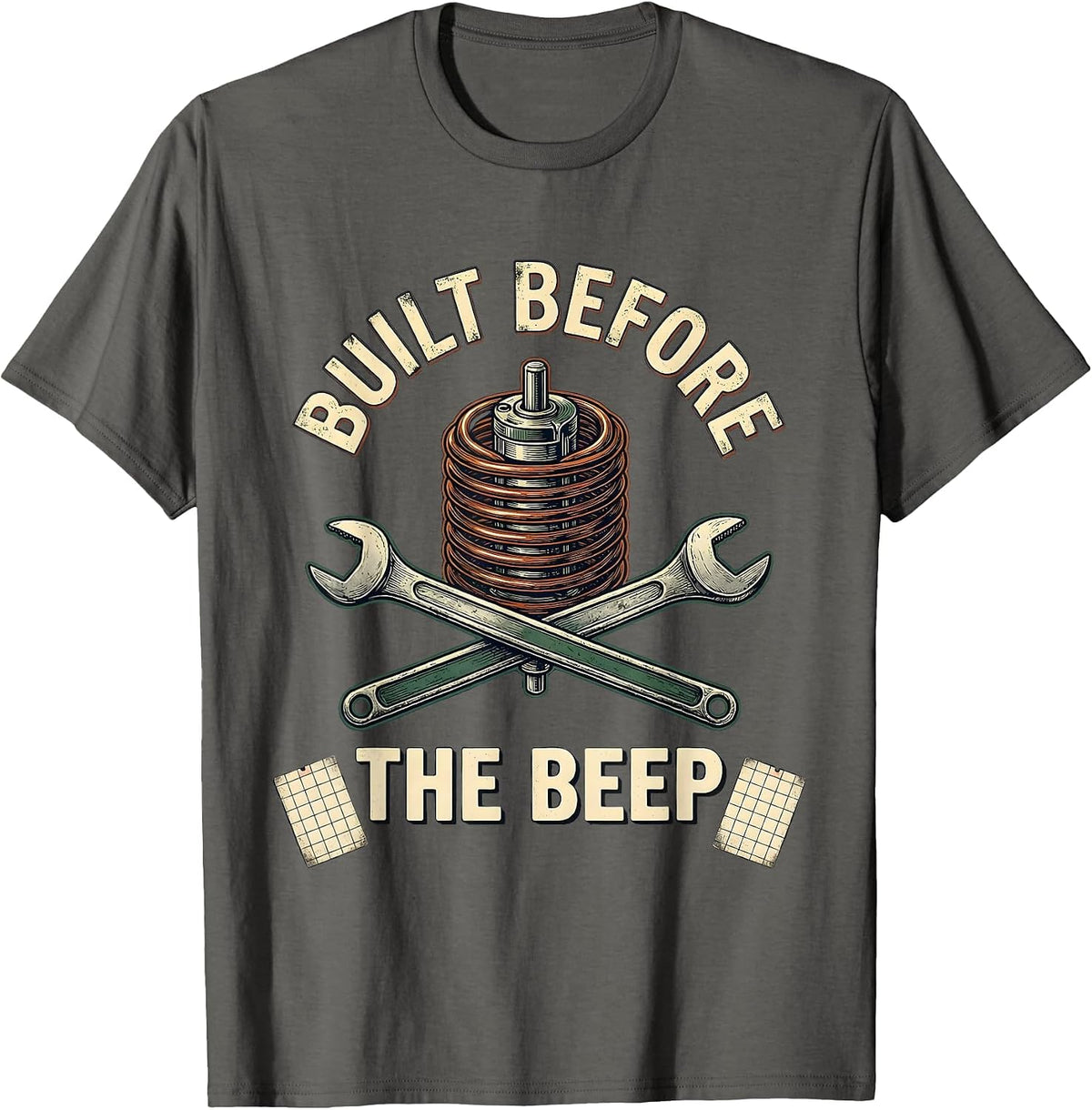 Built Before The Beep Vintage Classic Car Racing Drag Strip T-Shirt - Asphalt Grey