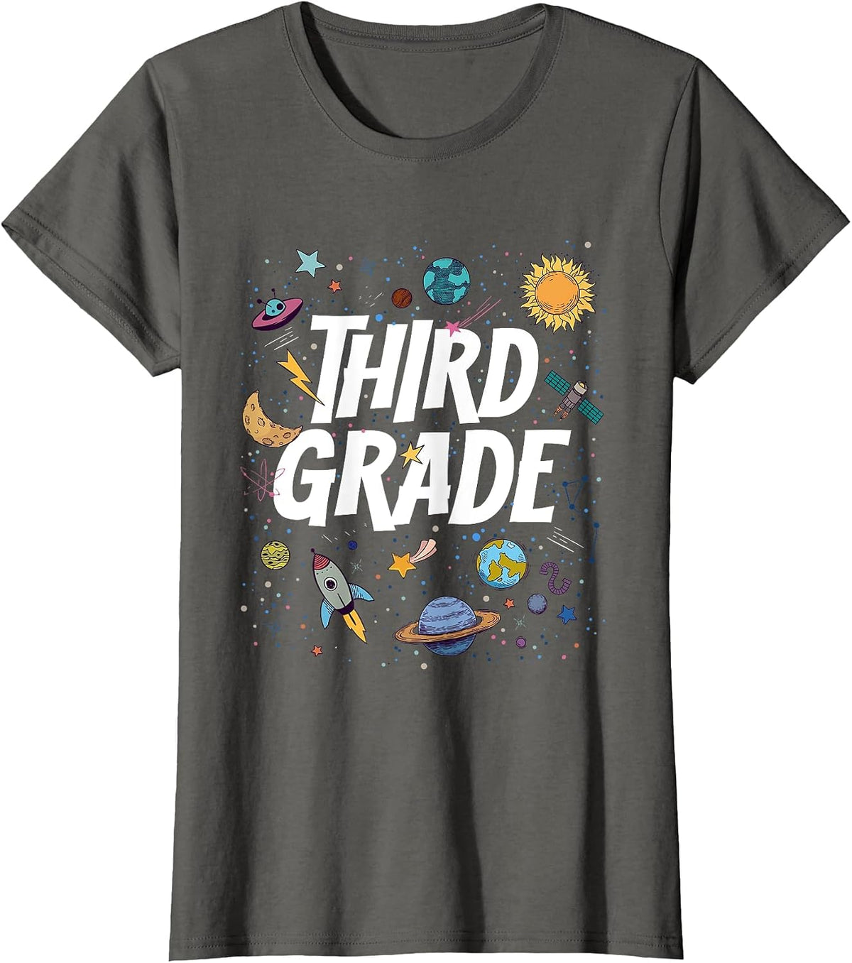 Hello Third Grade Space Rocket First Day of 3rd Grade Squad T-Shirt - Asphalt Grey