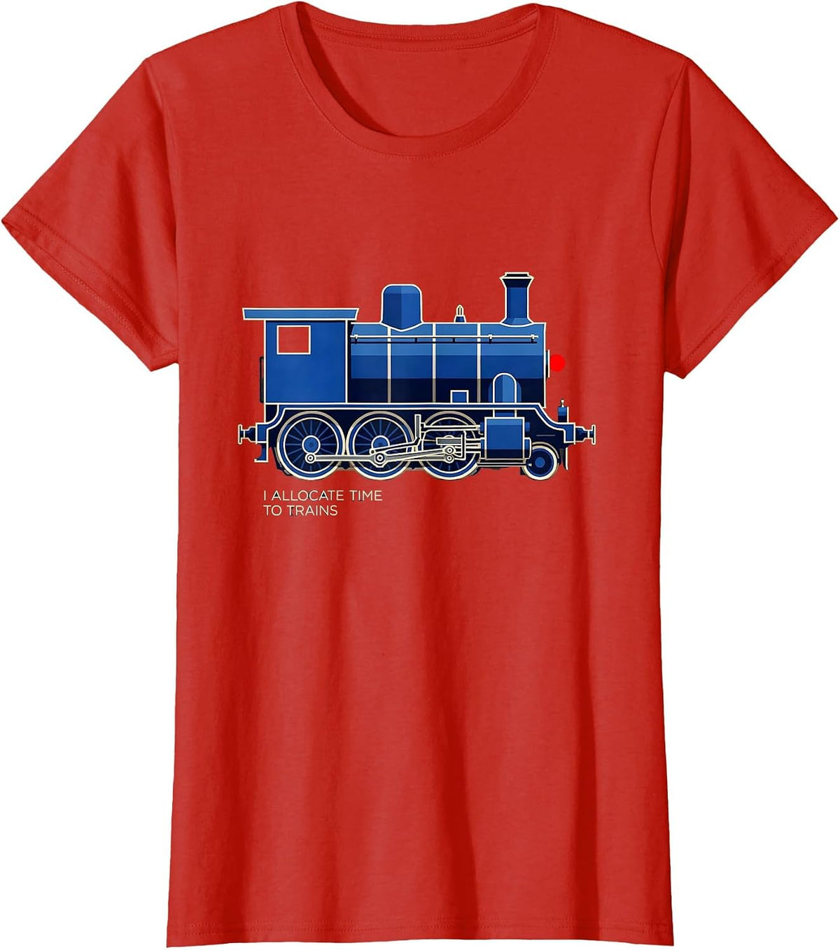 Women's I Allocate Time To Trains Geometric Locomotive Train T-Shirt - Red