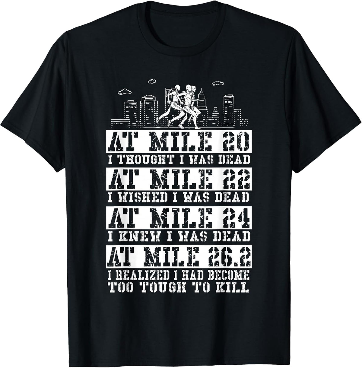 Marathoner 26.2 Miles Marathon Running Runner T-Shirt - Black