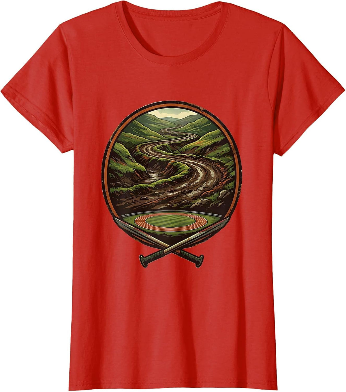Women's Sealed Cross Country Loop Vintage Runner Team Gift T-Shirt - Red