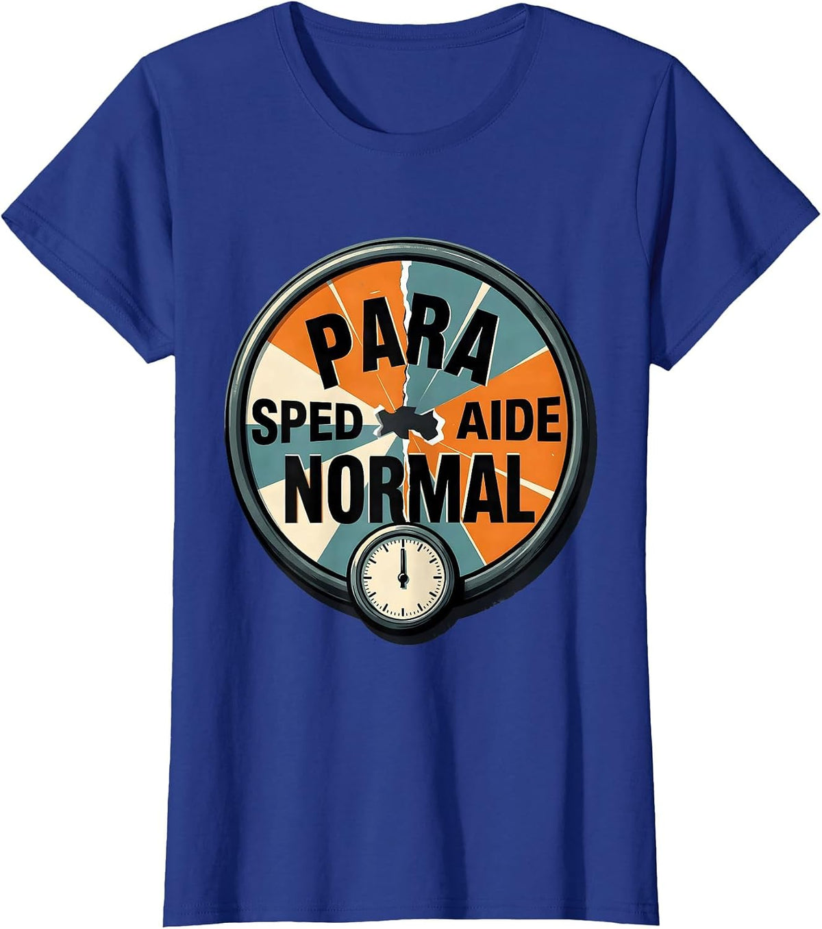 Women's Para Normal SPED Aide Screenprint Ghost Halloween T-Shirt - Royal Blue