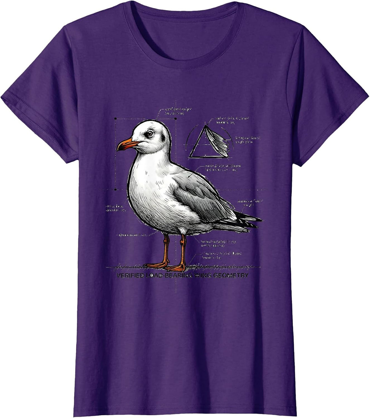 Women's Verified Load-Bearing Wing Geometry Funny Math Teacher Bird T-Shirt - Purple