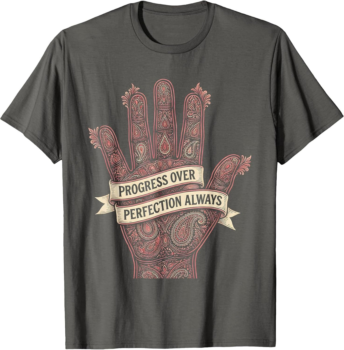 Progress Over Perfection Occupational Therapy Design T-Shirt - Asphalt Grey