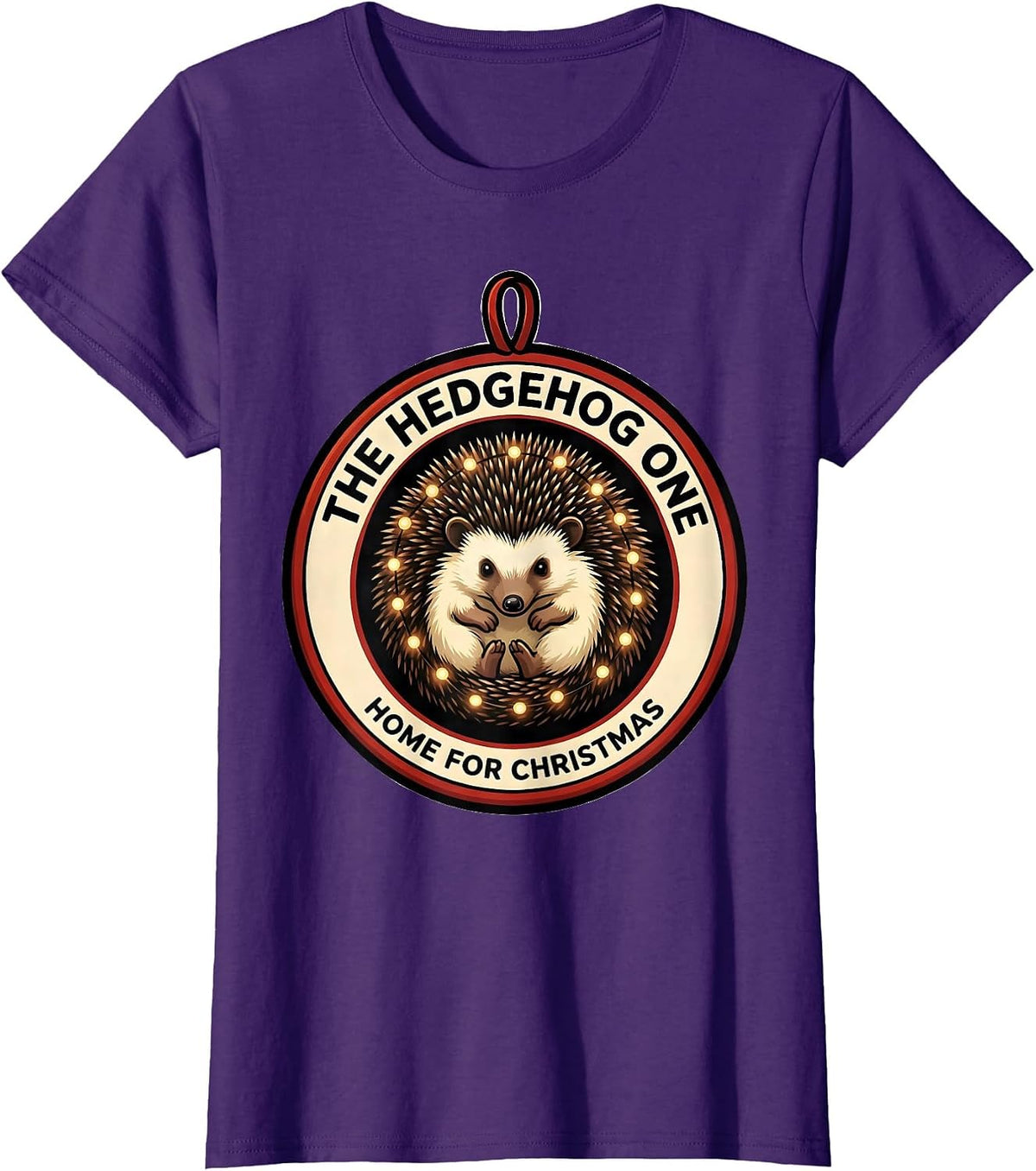 Women's The Hedgehog One Home For Christmas Cute Hedgehog Lover T-Shirt - Purple