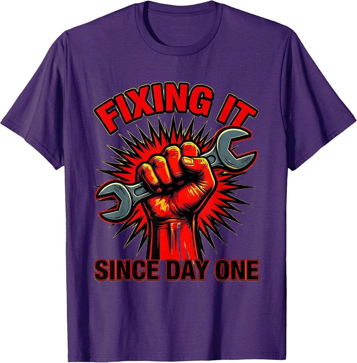 Mechanic Fixing It Since Day One Design T-Shirt - Purple