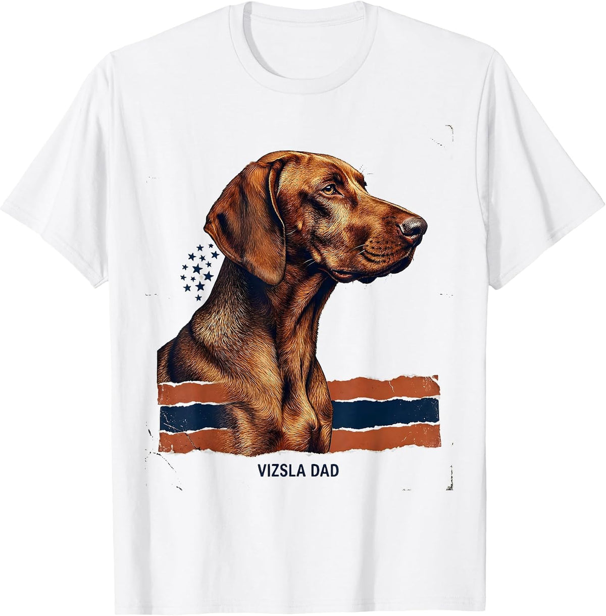 Men's Vizsla Dad Distressed Patriotic Dog Breed Pride 4th Of July T-Shirt - White