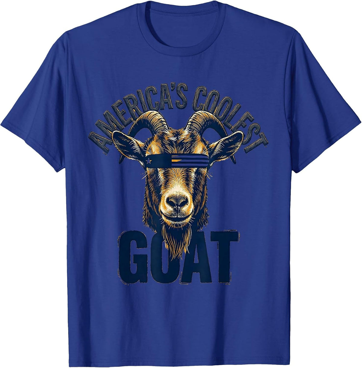America's Coolest GOAT Funny Goat Humor Patriotic Novelty T-Shirt - Royal Blue