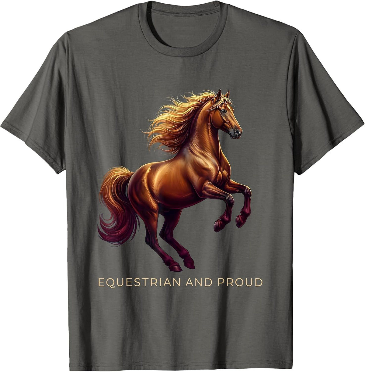 Men's Equestrian and Proud Horse Lover Design T-Shirt - Asphalt Grey