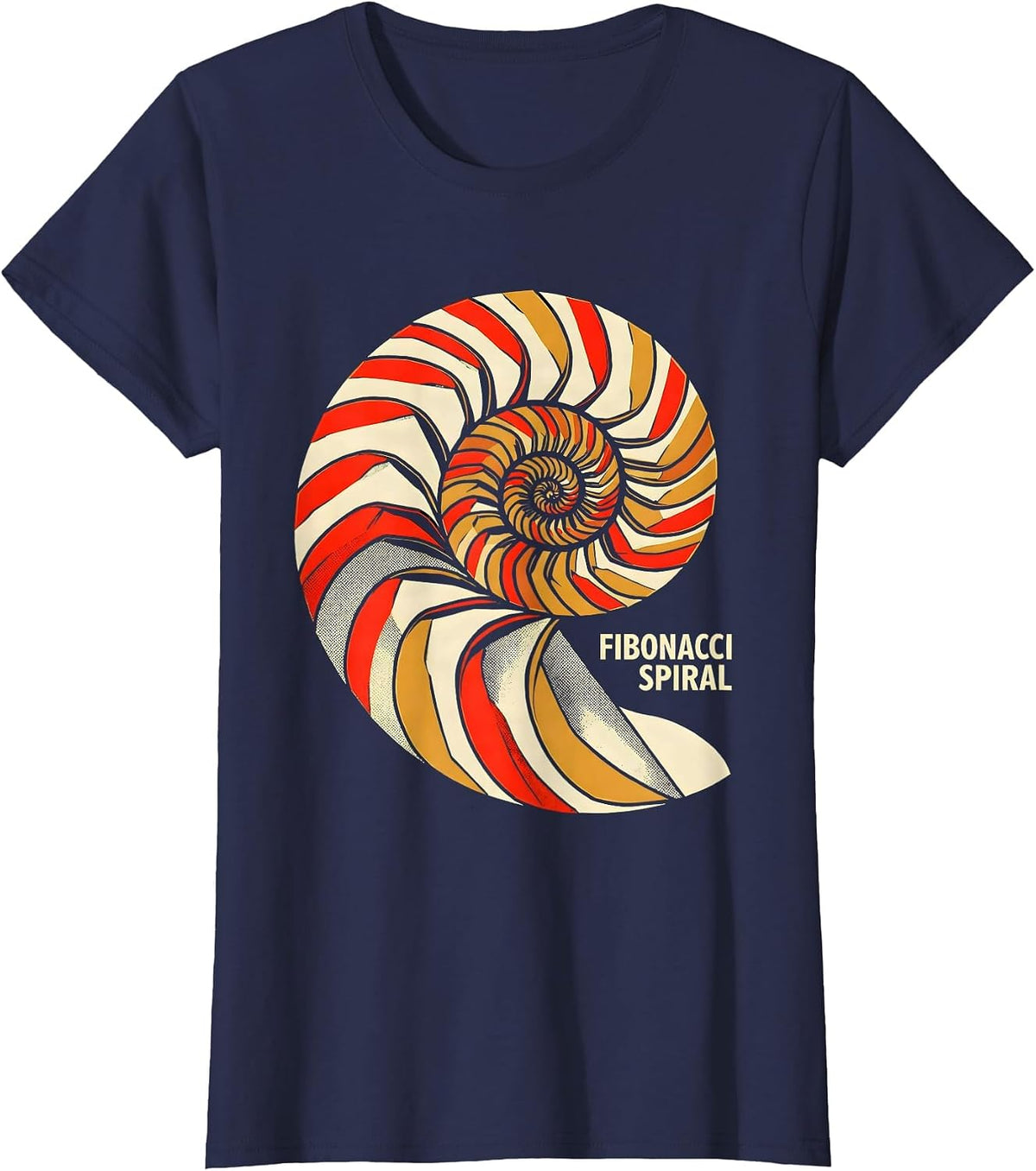 Women's Fibonacci Spiral Constructivist Math Teacher Sacred Geometry T-Shirt - Navy Blue
