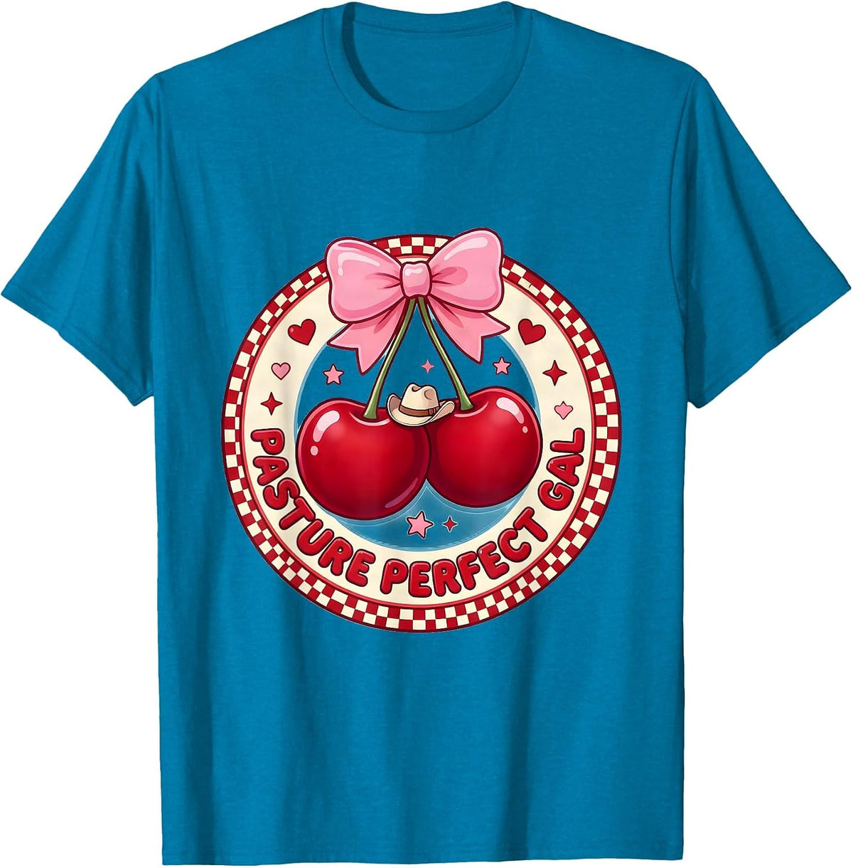 Pasture Perfect Gal Cow Lover Design T-Shirt - Sapphire Blue