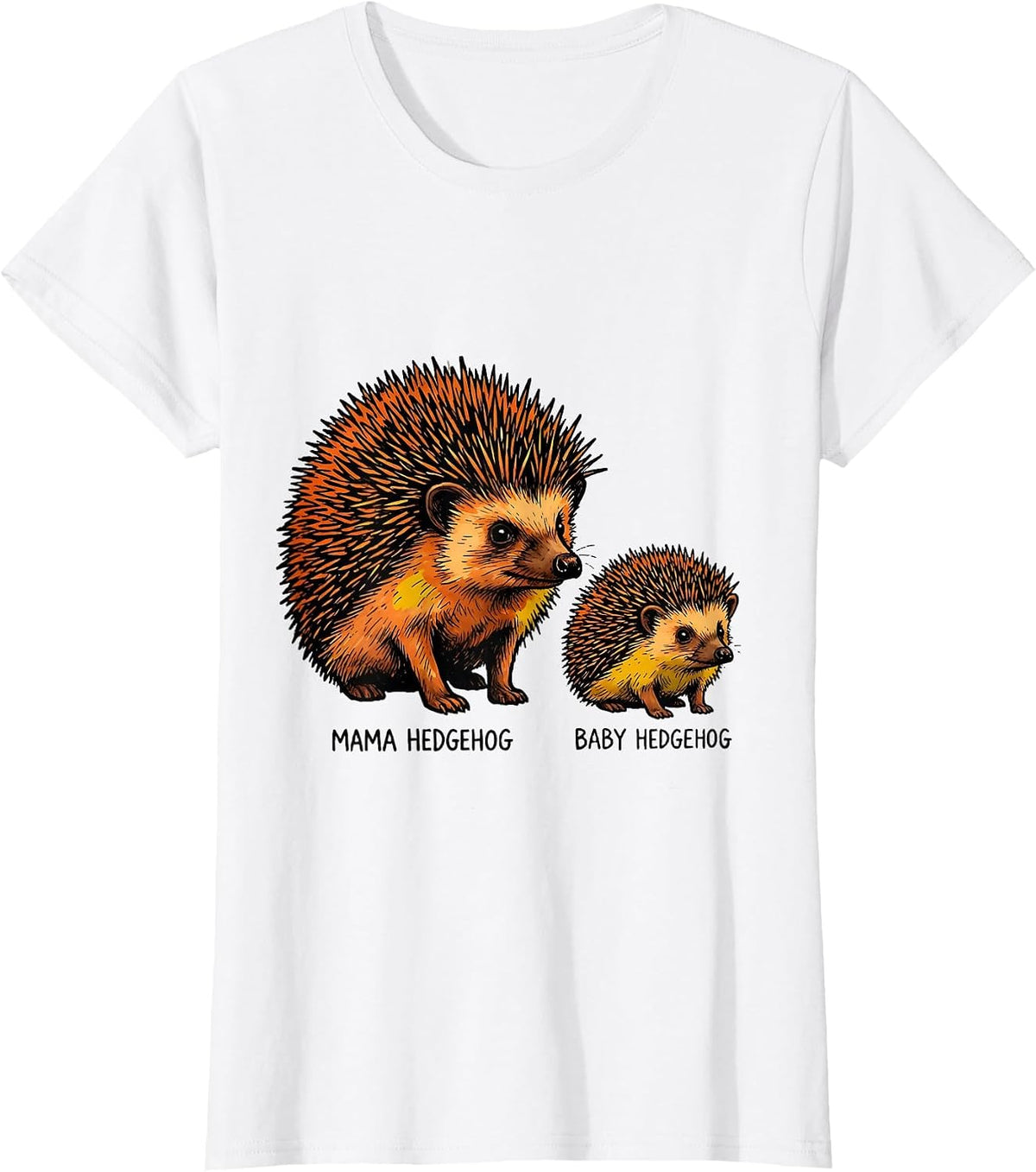 Women's Mama Hedgehog Baby Hedgehog Matching Family Squad Mother T-Shirt - White