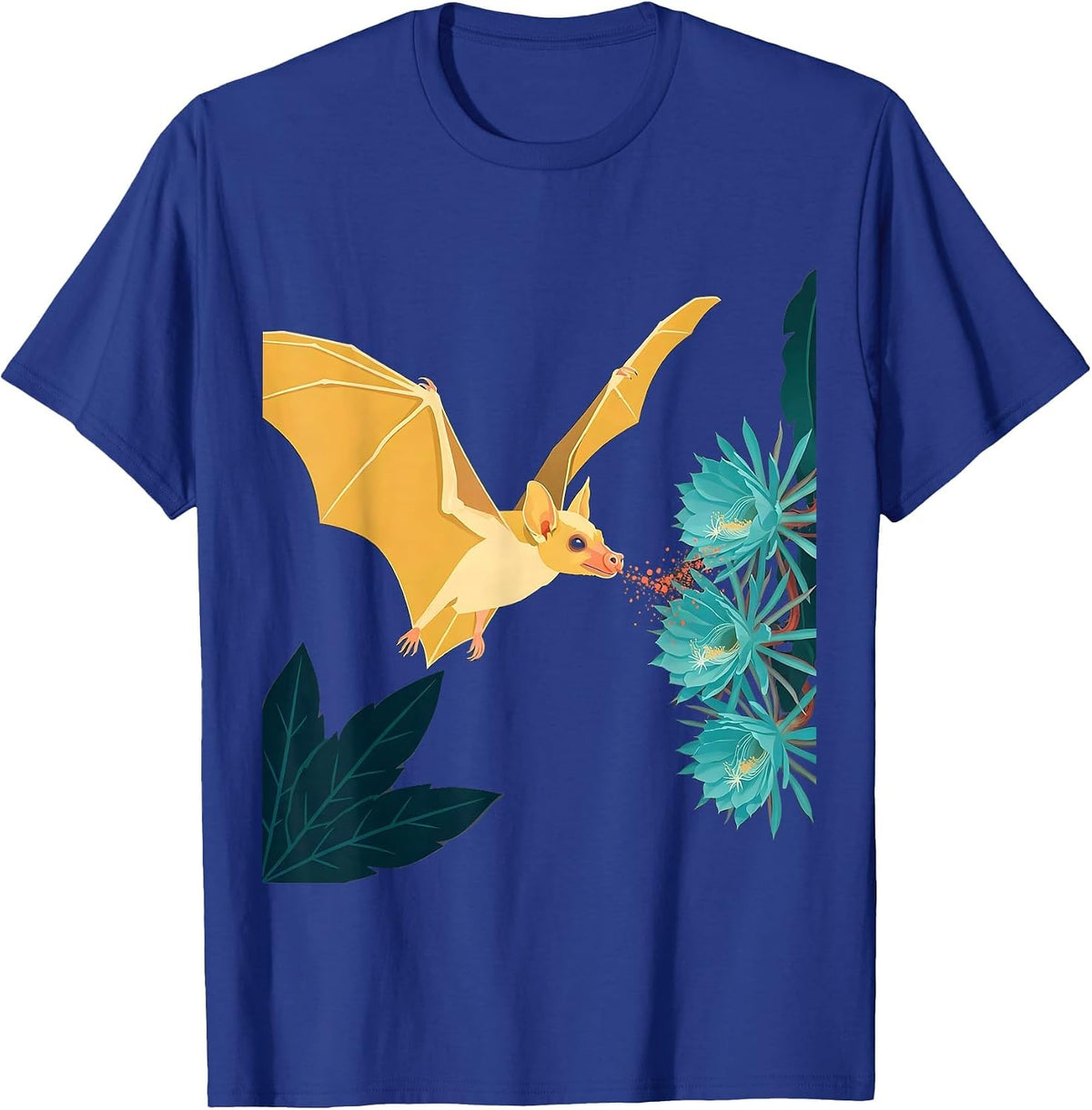 Men's Nectar Bat Flight Floral Gothic Halloween Nature Lover T-Shirt - Royal Blue