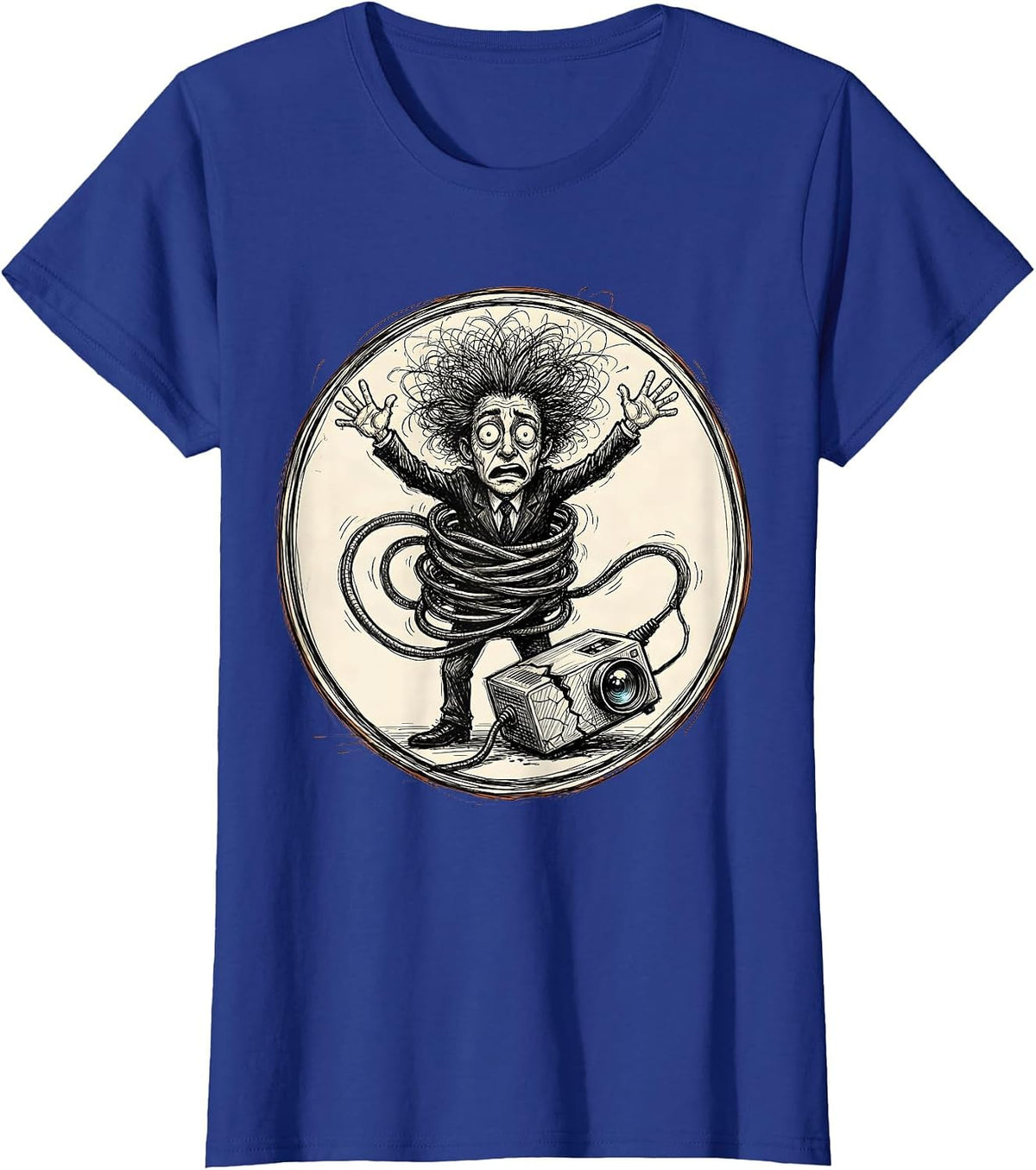 Women's Frazzled Sub Tangled in Overhead Projector T-Shirt - Royal Blue