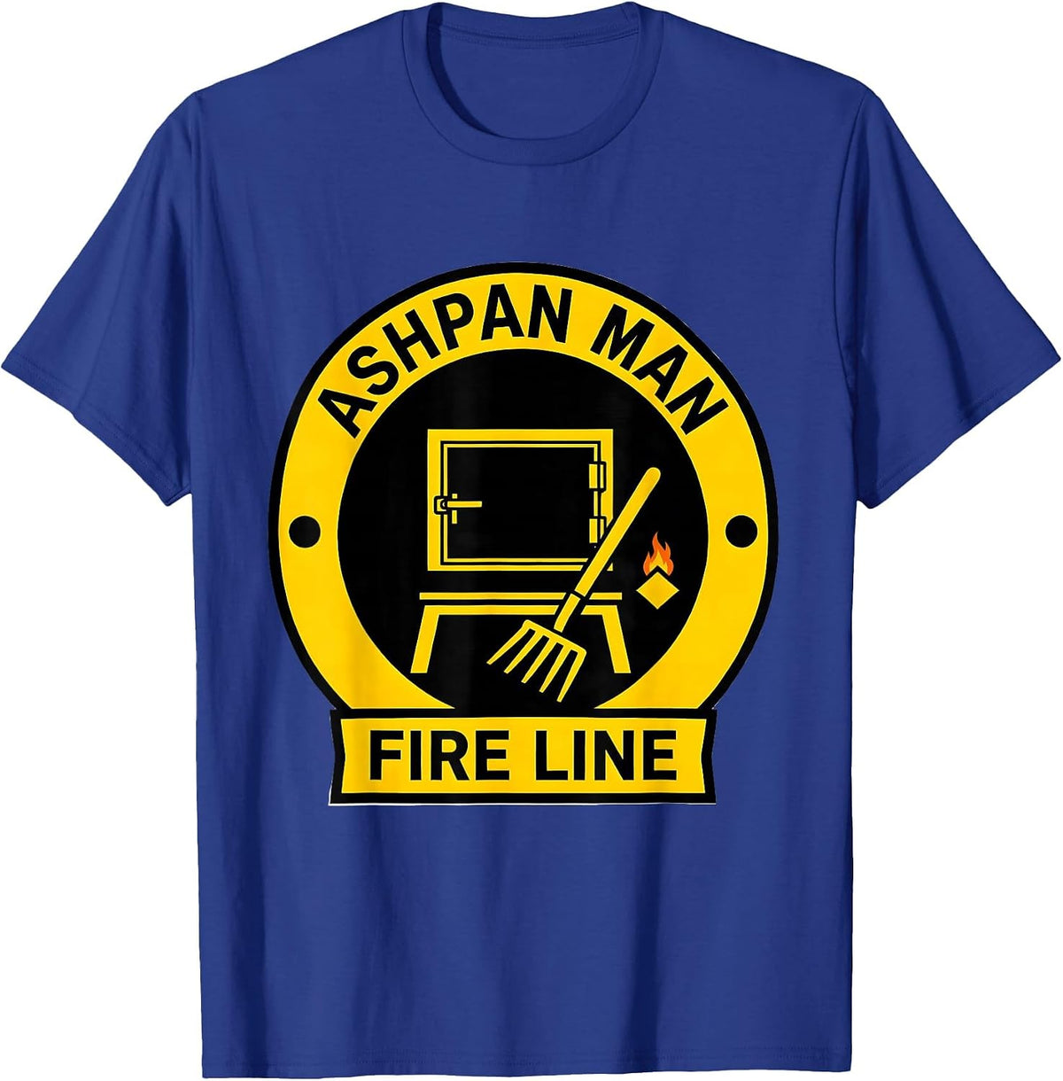 Men's Ashpan Man Fire Line Vintage Steam Locomotive Train T-Shirt - Royal Blue