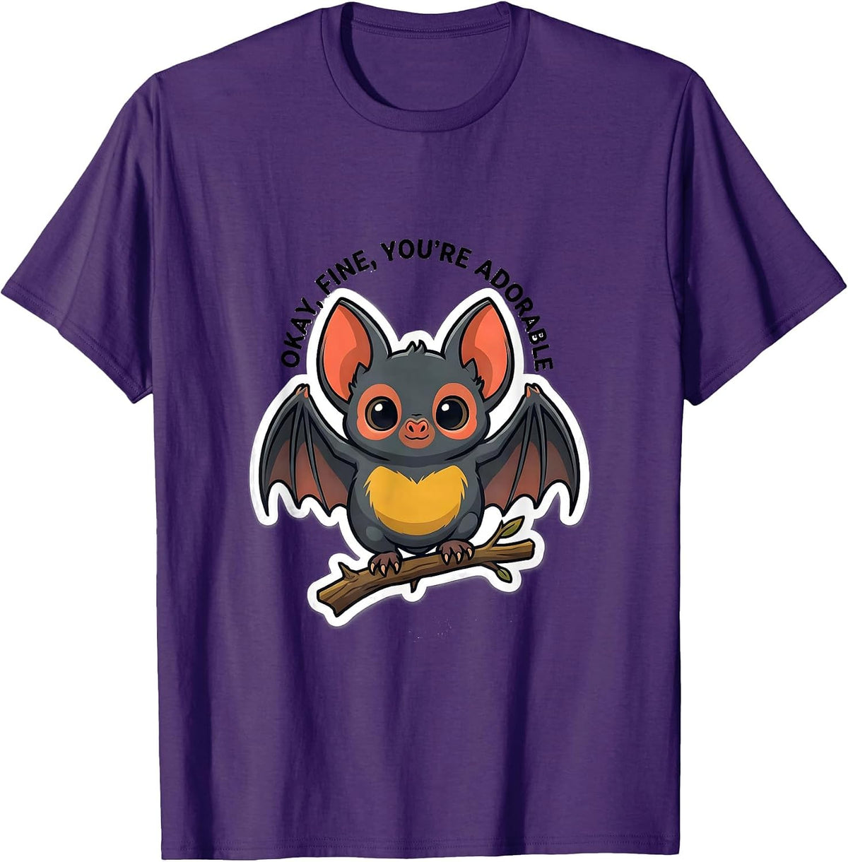 Okay, Fine, You're Adorable Vintage Bat Lover Halloween T-Shirt - Purple