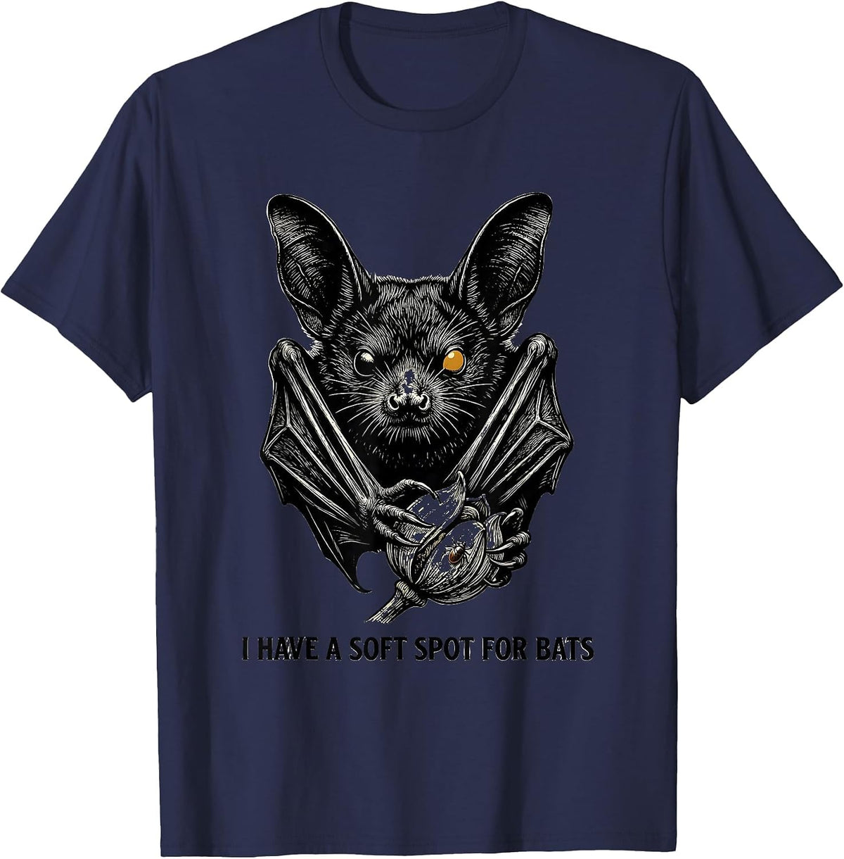 Men's I Have A Soft Spot For Bats Vintage Bat Lover Halloween T-Shirt - Navy Blue