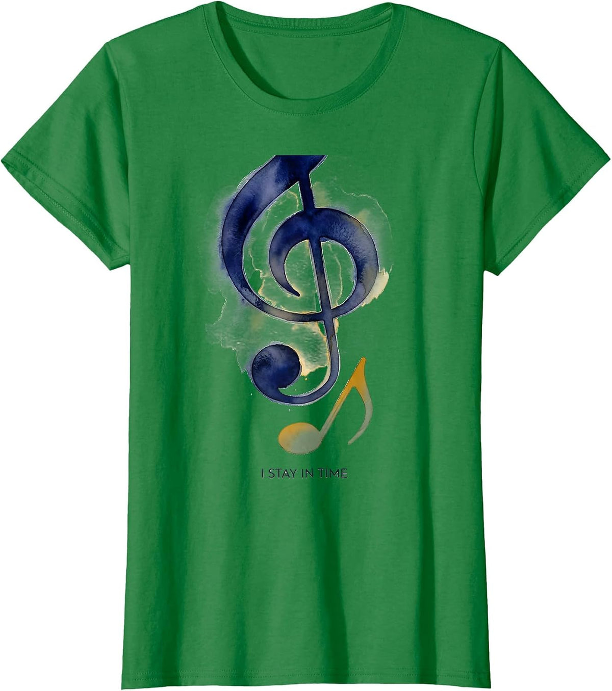 I Stay In Time Watercolor Music Lover Gift For Musicians T-Shirt - Kelly Green
