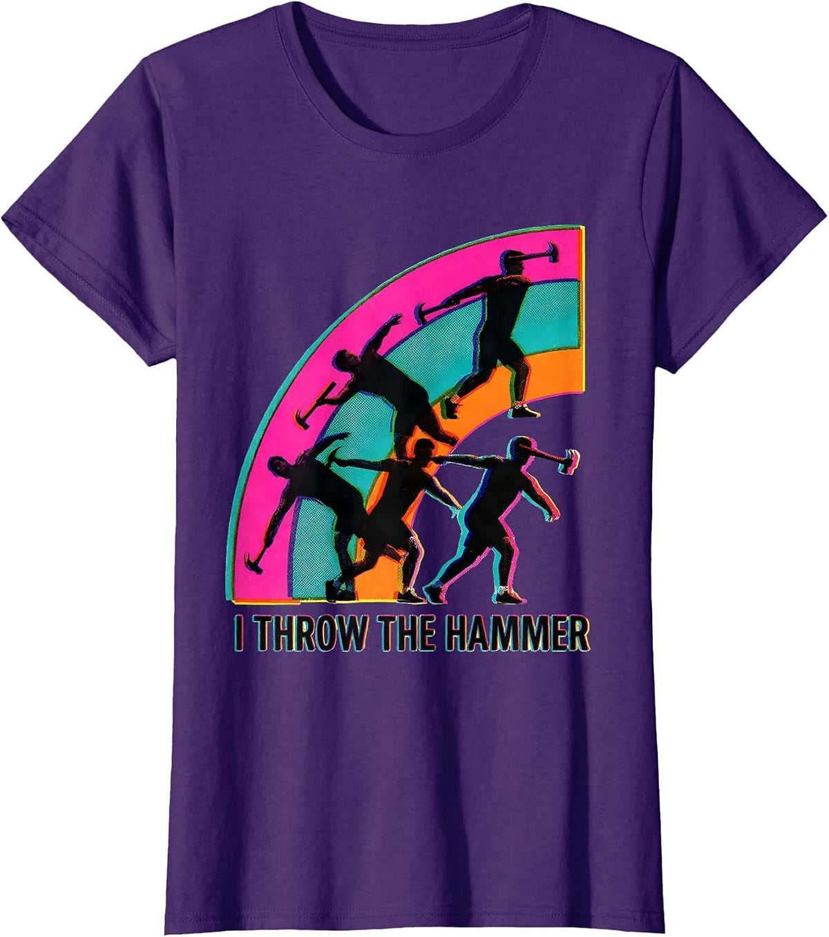 Women's I Throw The Hammer Risograph Track And Field Hammer Throw T-Shirt - Purple
