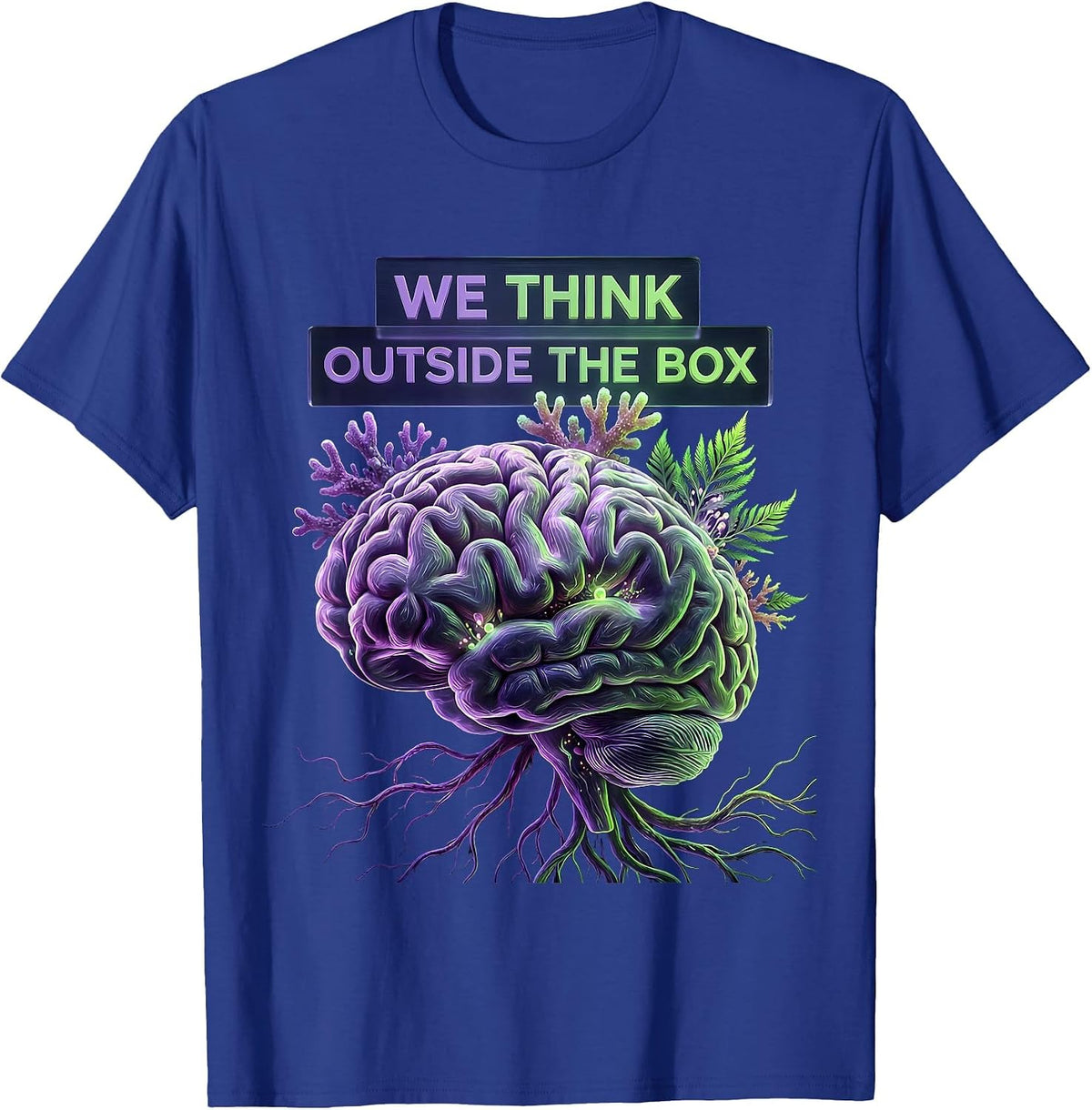 We Think Outside the Box Neurodiversity Design T-Shirt - Royal Blue