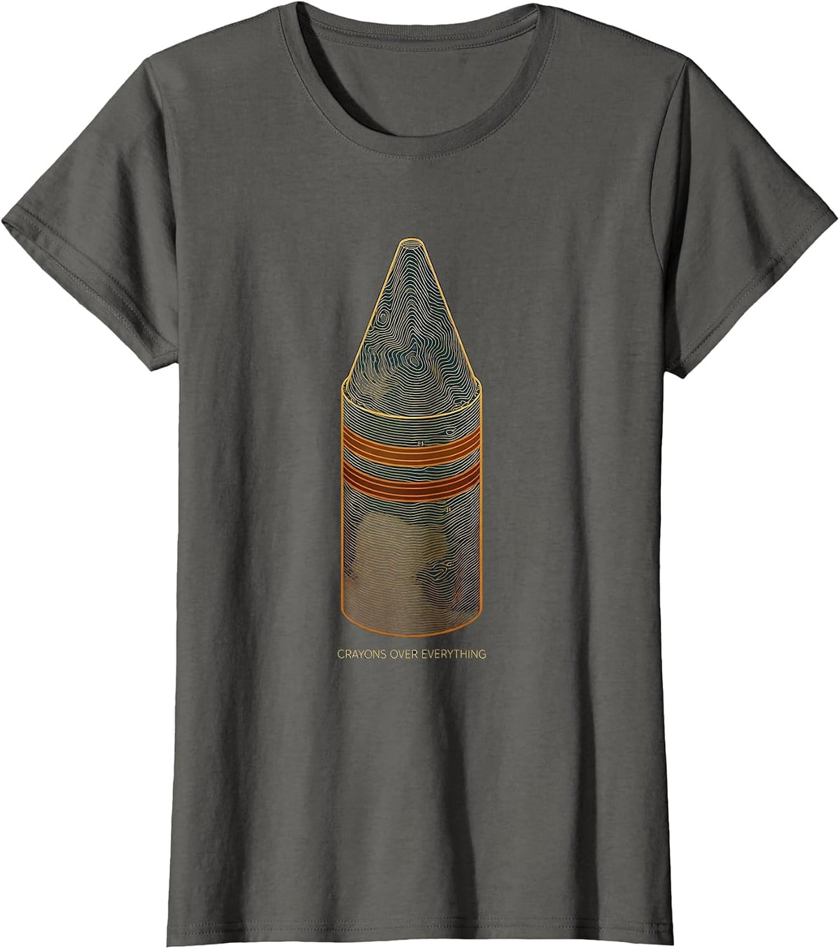 Women's Crayons Over Everything Colorful Art Design T-Shirt - Asphalt Grey