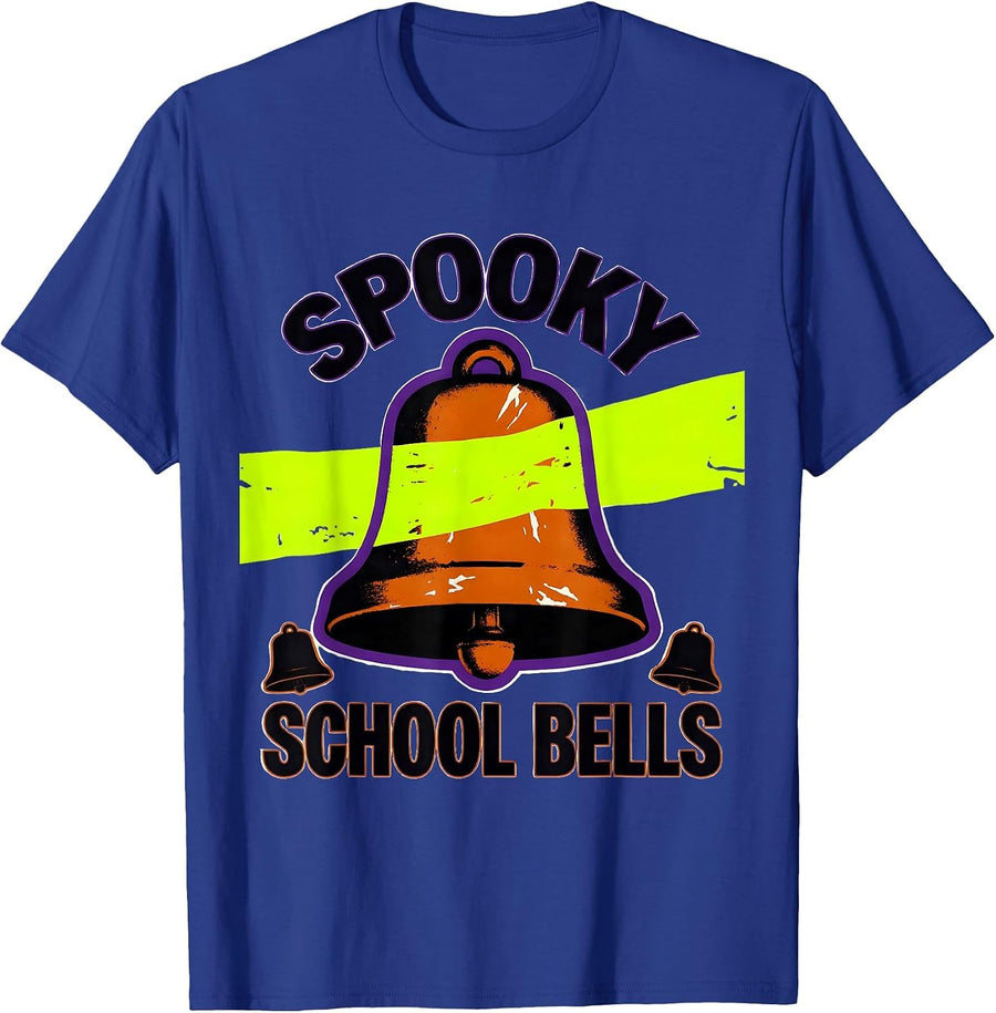 Spooky School Bells Funny Teacher Halloween Ghost T-Shirt - Royal Blue