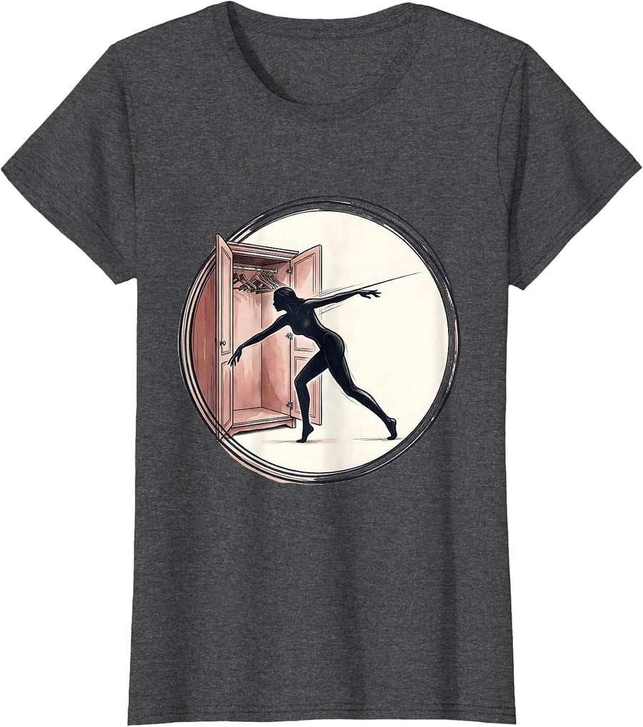 Women's Dude Where's My Couture Pink Fashion Illustration T-Shirt - Dark Heather Grey
