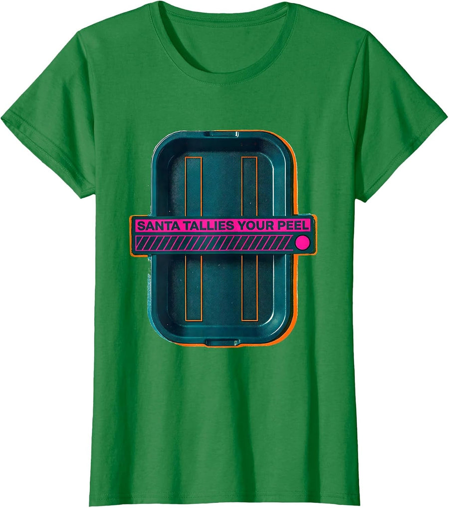 Women's Santa Tallies Your Peel Esthetician Skincare Humor Holiday T-Shirt - Kelly Green